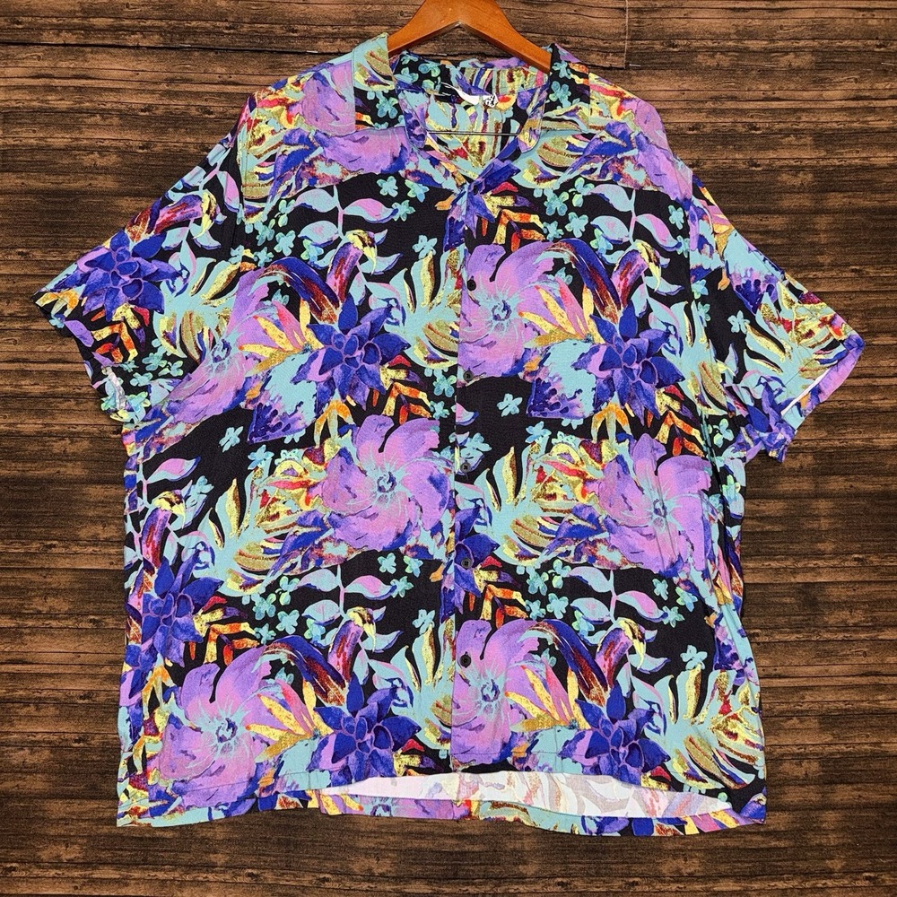 ASOS Men's Floral Button Down–3XL | Viscose | Lightweight Statement Shirt